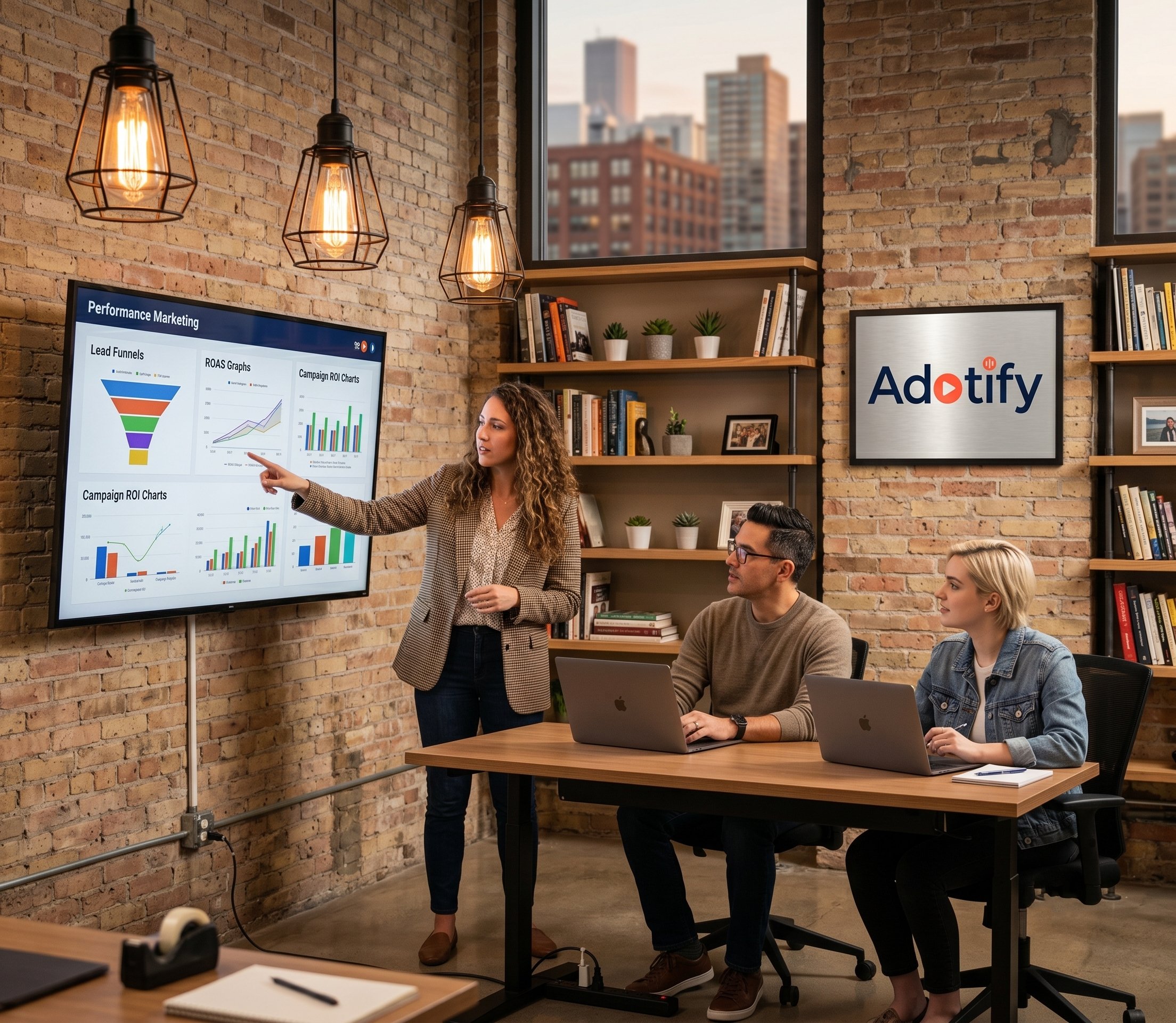 Adotify team presenting performance marketing strategy