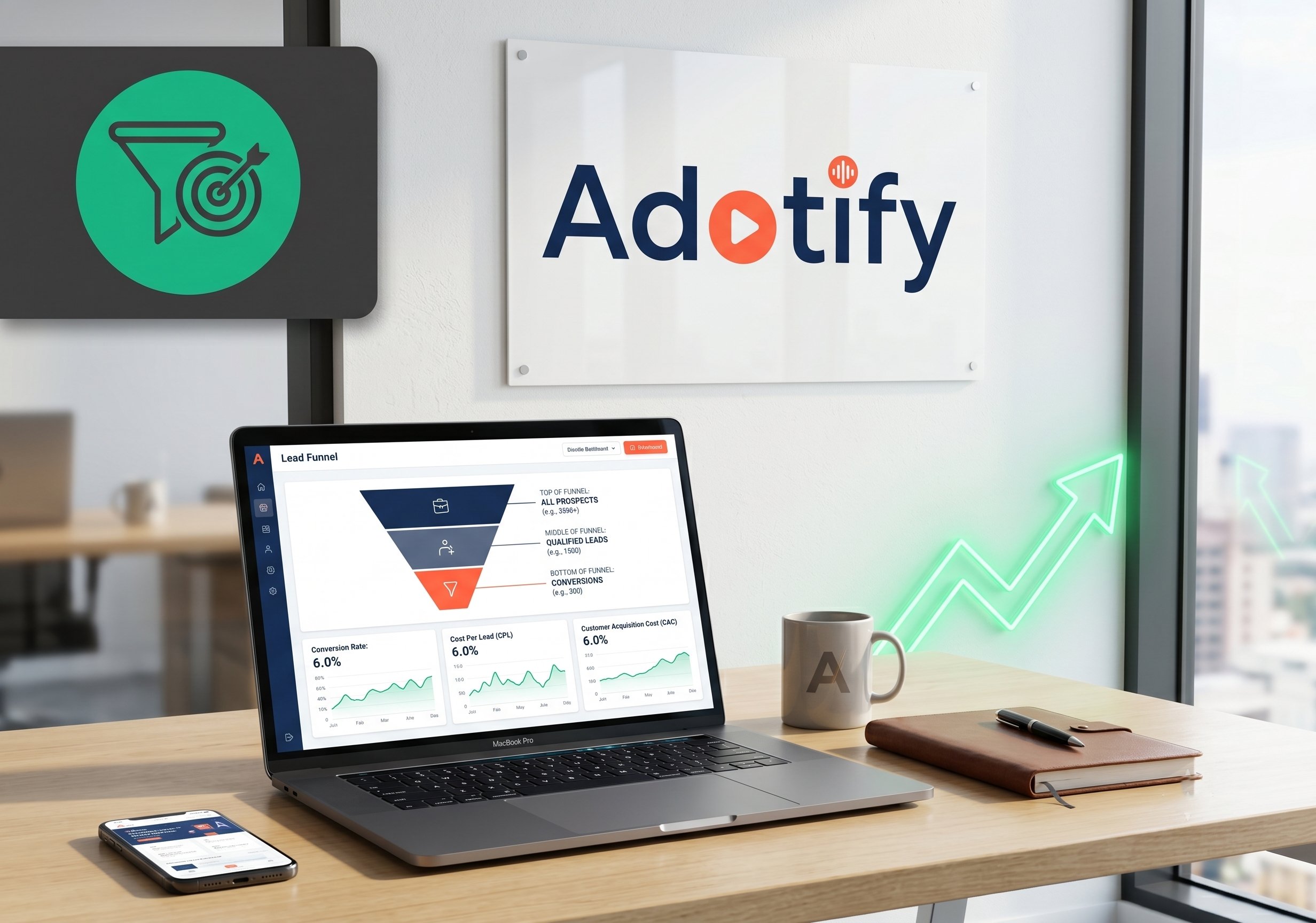 Lead generation analytics dashboard showing qualified prospect pipeline